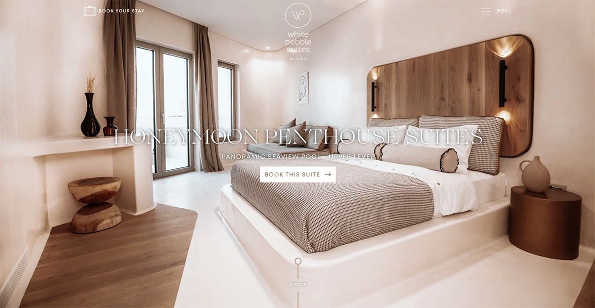 White Pebble Suites logo design branding web design