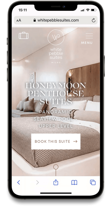 White Pebble Suites logo design branding web design