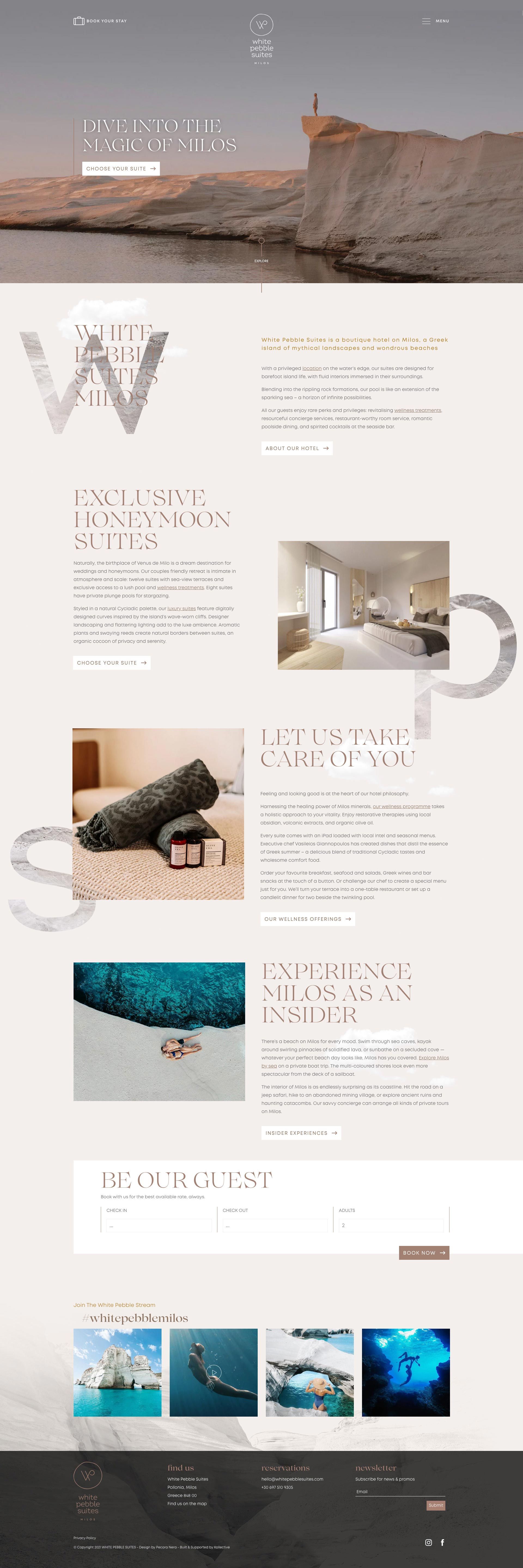 White Pebble Suites logo design branding web design