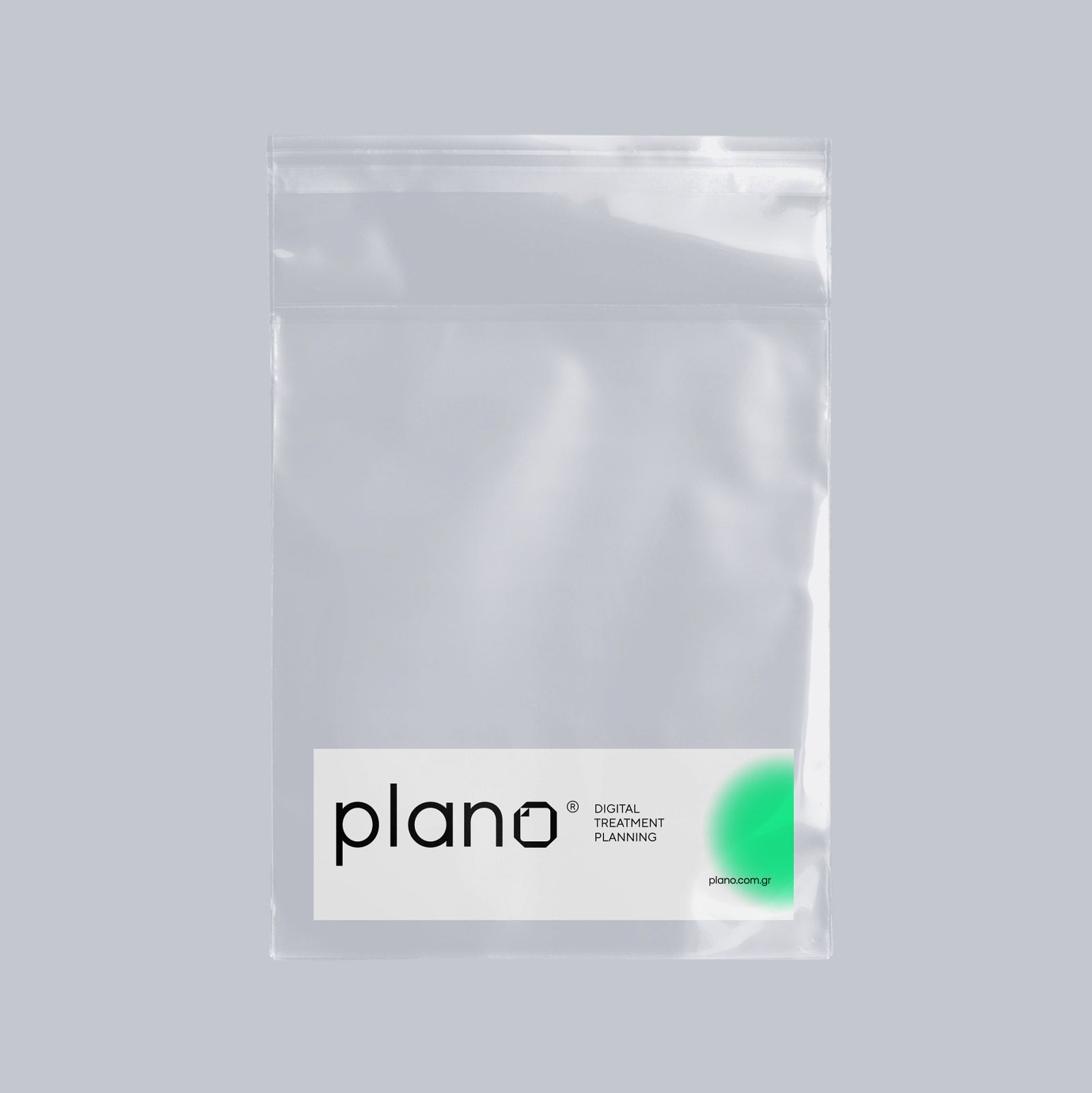 Pouch with sticker from Plano’s brand identity