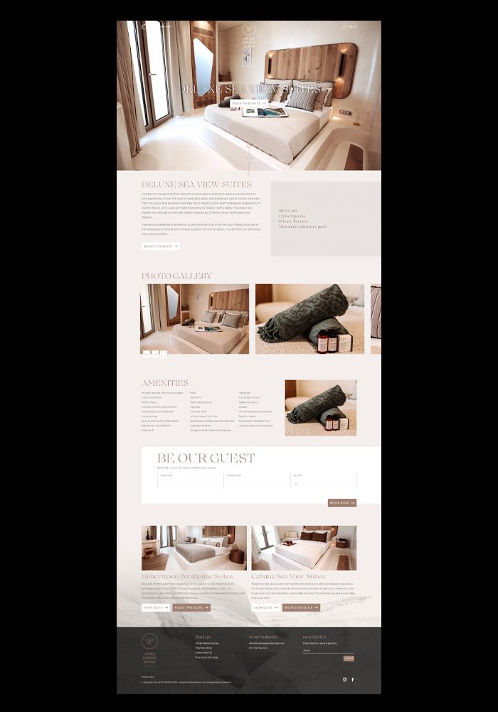 White Pebble Suites logo design branding web design