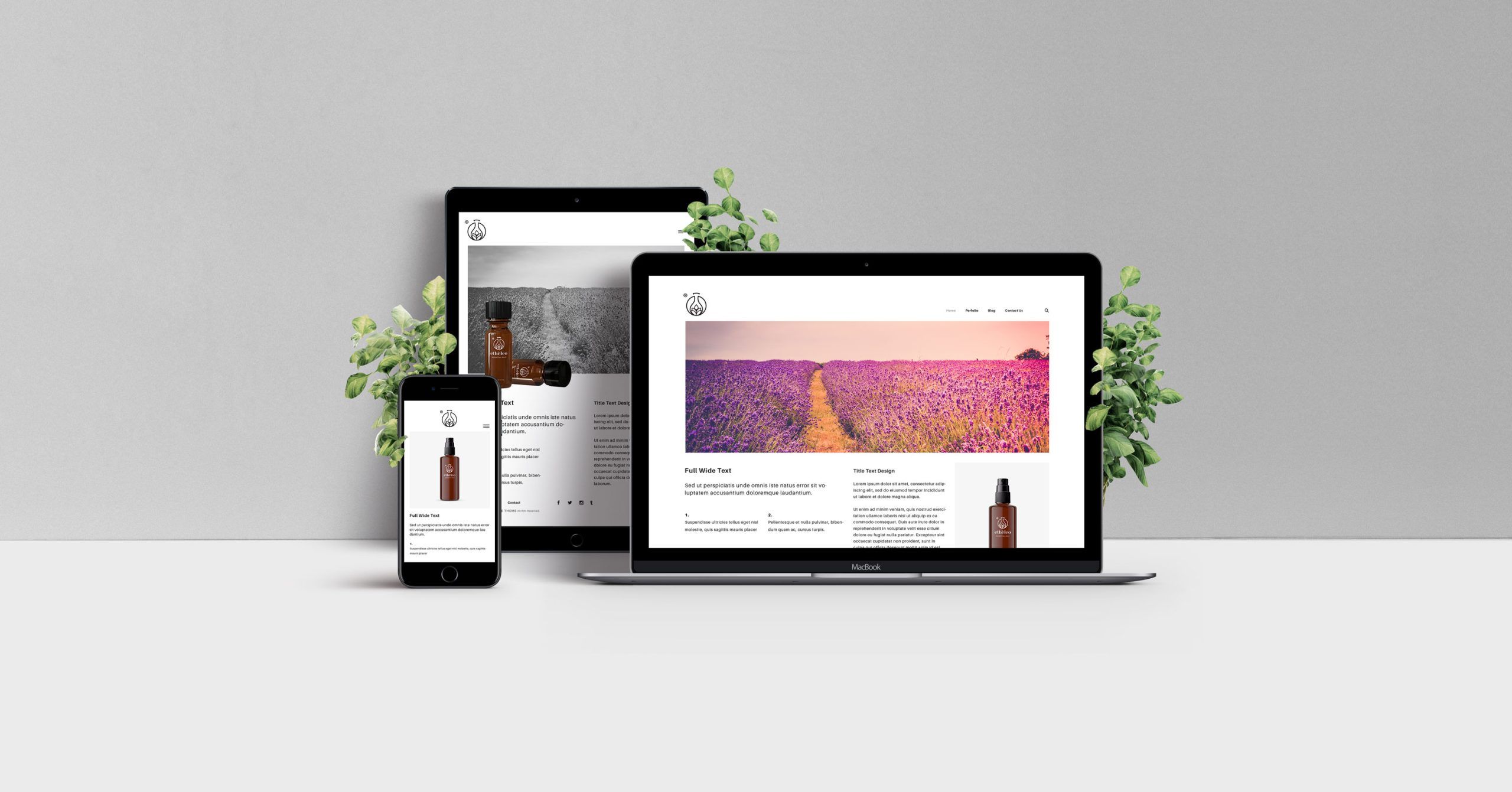 The Etheleo logo in digital applications. Designed by pecora nera design studio