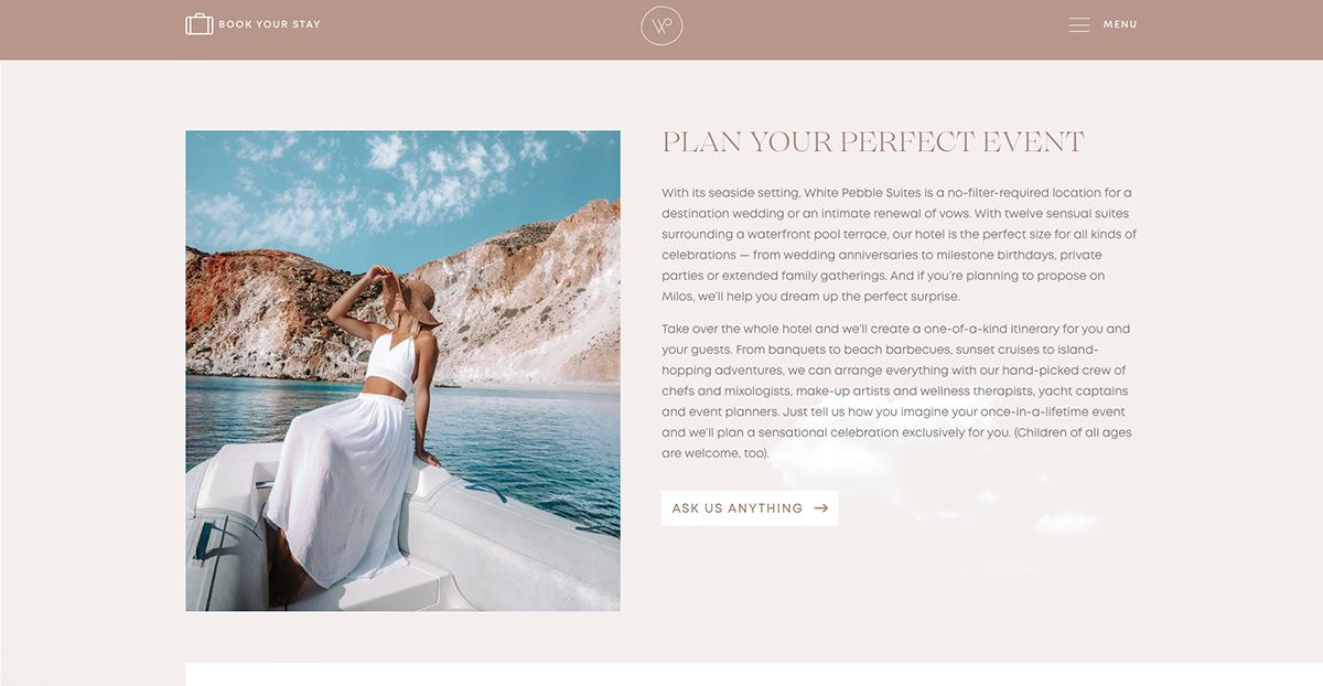 White Pebble Suites logo design branding web design